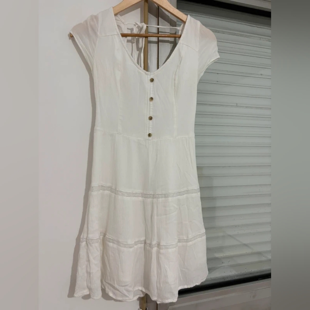 Hollister White Mini Dress with Button Detail